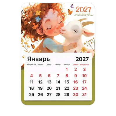 Календарь отрывной на магните на 2027 г., BRAUBERG, 130×180 мм, склейка, «Козочка»