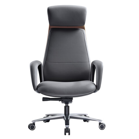 Кресло HAWASAN (ХАВАСАН) PREMIUM EX-820, синхромеханизм, слайдер, экокожа, графит/коричневое