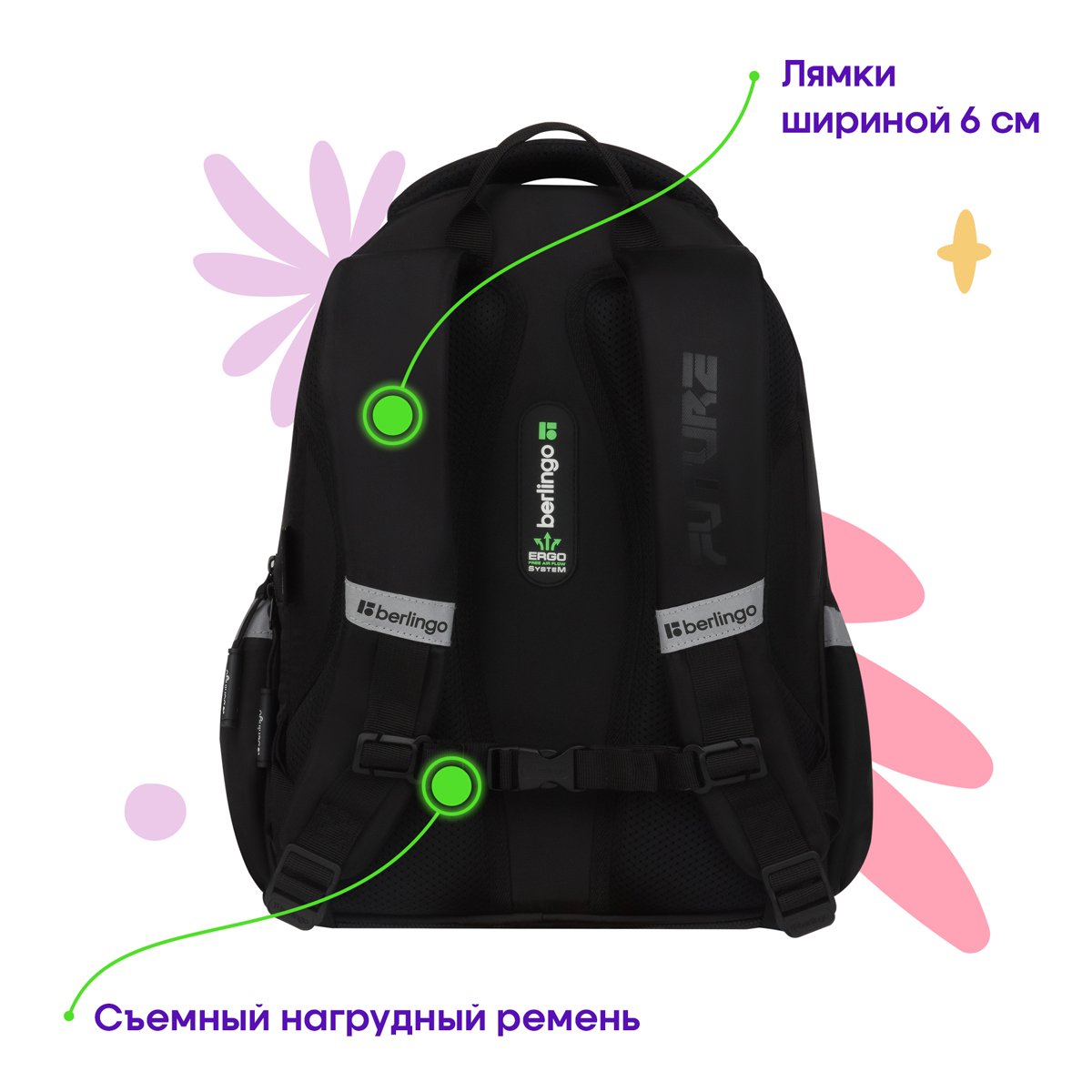 Рюкзак Berlingo Modern «No limits» 38×30×18см, 3 отделения, 2 кармана, эргономичная спинка