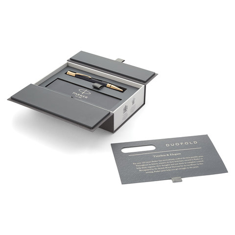 Ручка шариковая PARKER «Duofold Classic Black GT», корпус черный, позолоченные детали, черная