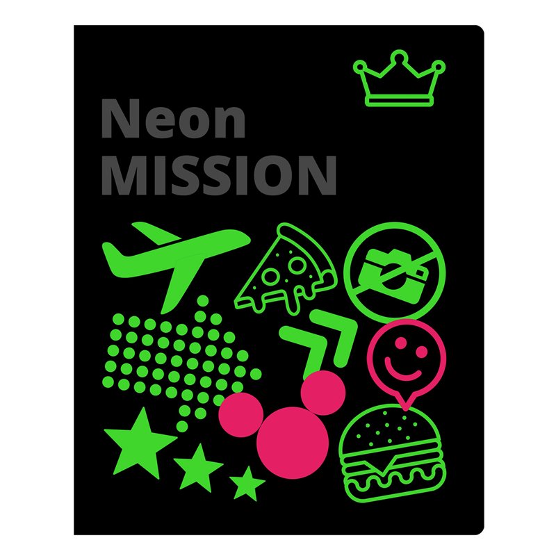Тетрадь 48л., А5, линия BG «Neon Mission», неоновый пантон
