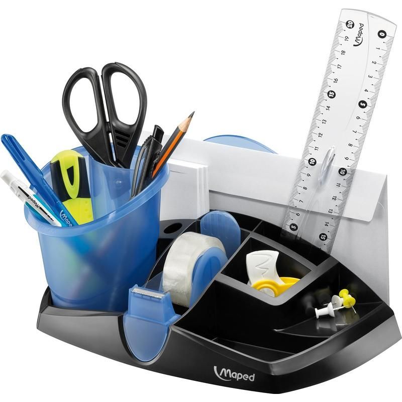 превью Настольный набор Maped 10 предметов серый/синий с нескользящим основанием