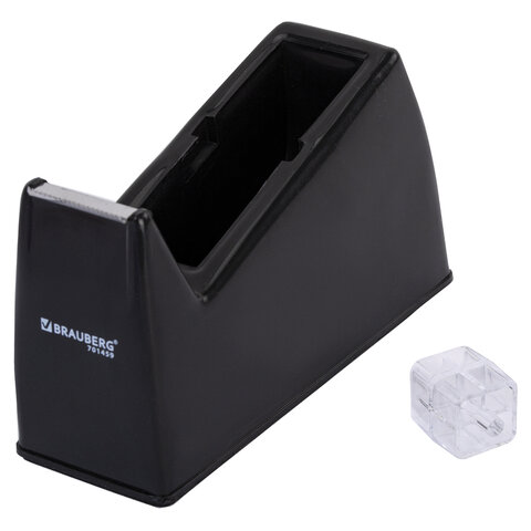 Диспенсер для клейкой ленты шириной до 26 мм, ЧЕРНЫЙ (лента в подарок! ), утяжеленный большой, BRAUBERG