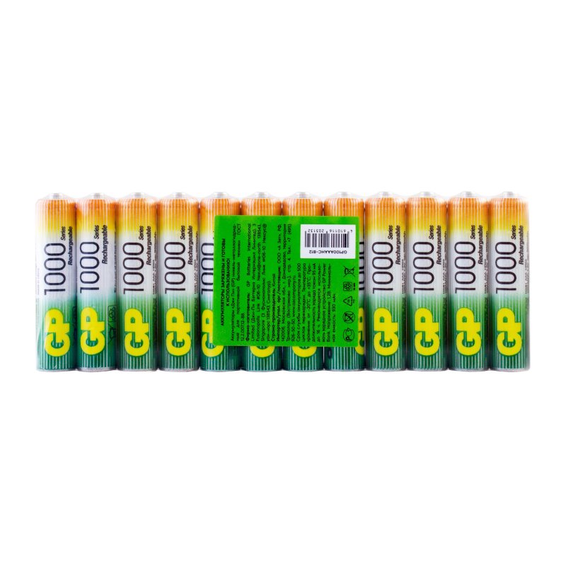 Аккумулятор GP GP100AAAHC-B12 ААА 1000 series (min 950mAh)12 шт