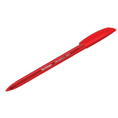 Ручка шариковая Berlingo «Triangle 100T» красная, 0.7мм, трехгран., игольчатый стержень