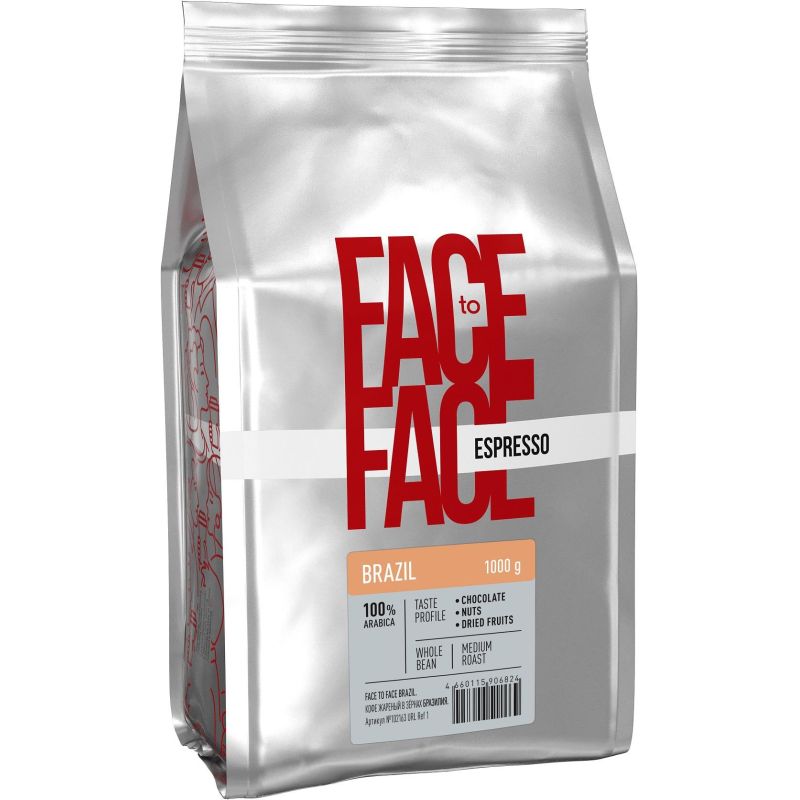 Кофе в зернах Face to Face Brazil, арабика средней обжарки, 1кг