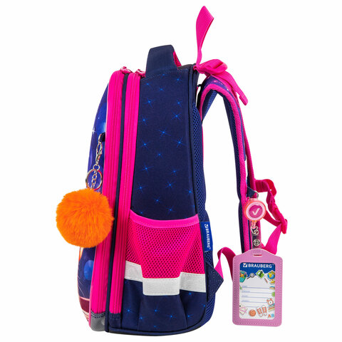 Ранец BRAUBERG PREMIUM, 2 отделения, с брелоком, «Cute fox», LED-ЛАМПОЧКИ, 38×29х16 см