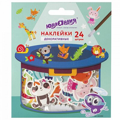 Наклейки из EVA «Зверушки», 24 штуки, ассорти, ЮНЛАНДИЯ
