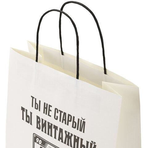 Пакет подарочный (1 штука) 26×13х32 см (L) «Винтажный», крафт, ЗОЛОТАЯ СКАЗКА
