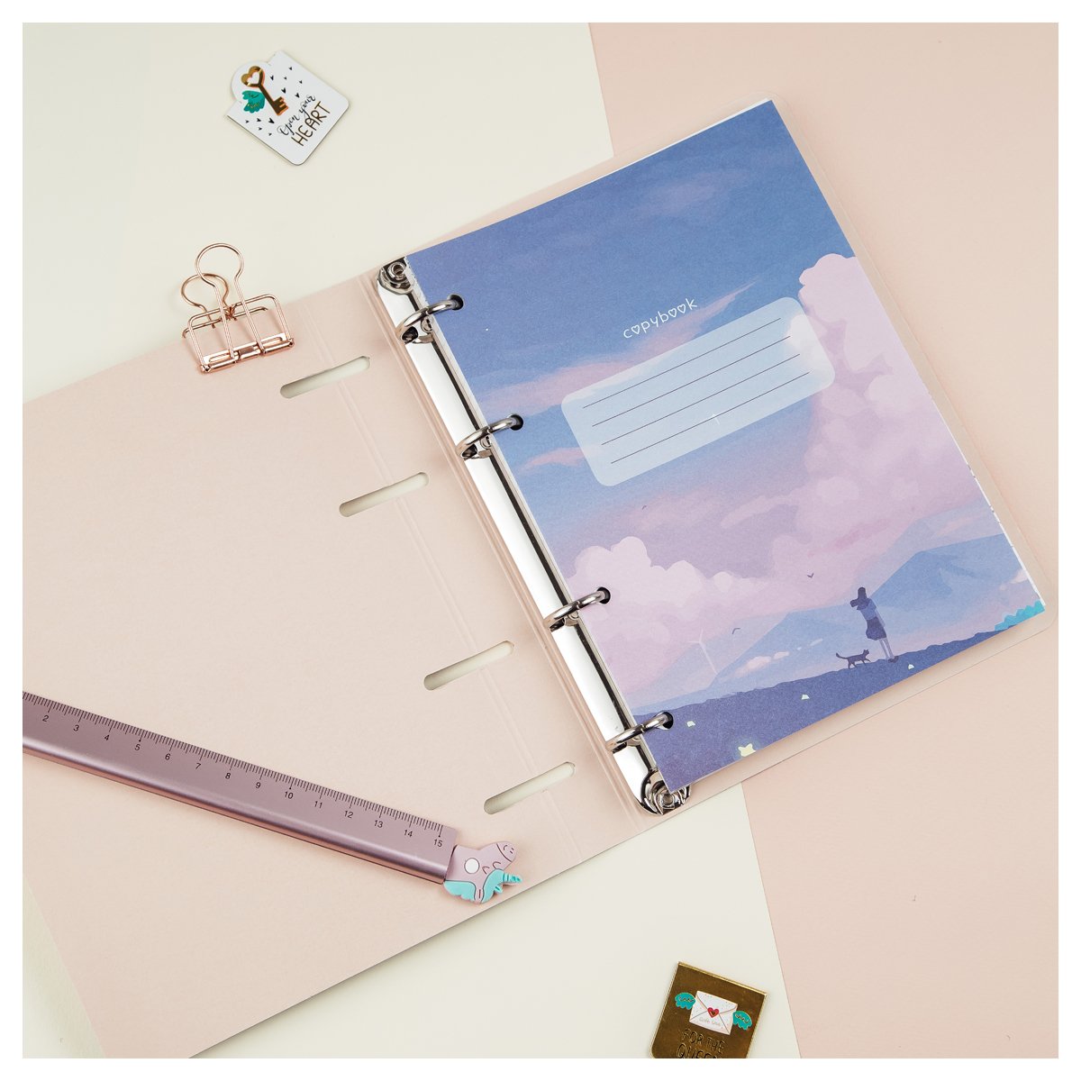 Тетрадь на кольцах А5, 100л., MESHU «Blooming dreams», картон, матовая ламинация, тиснение фольгой