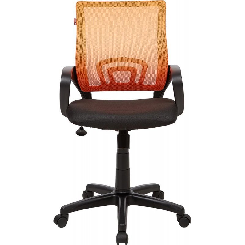 Кресло оператора EChair-304 (ткань черная, сетка оранжевая, пластик)