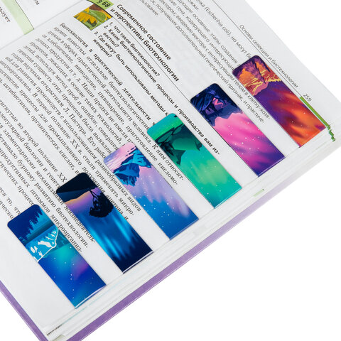 Закладки для книг МАГНИТНЫЕ, «GALAXY», набор 12 шт., 60×20 мм, BRAUBERG