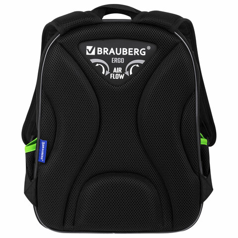 Ранец BRAUBERG QUADRO, 3 отделения, с брелком, «Tyrannosaur», светящийся рисунок, 37×28х18 см