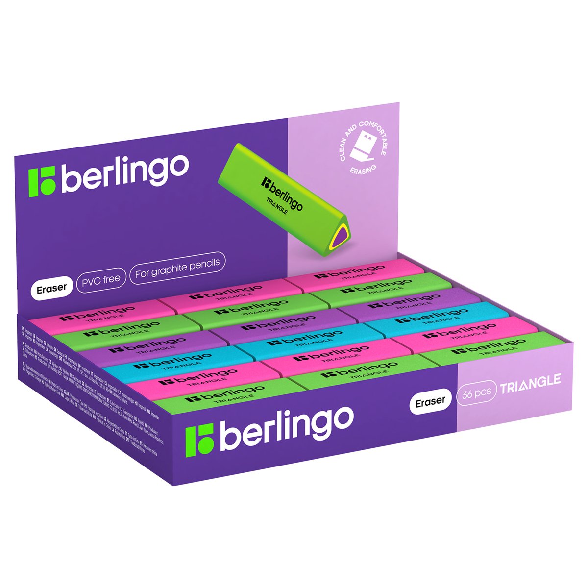 Ластик Berlingo «Triangle», треугольный, термопластичная резина, 44×15×15мм