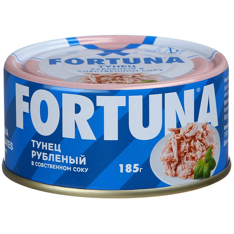 превью Тунец Fortuna рубленый в собственном соку 185 г