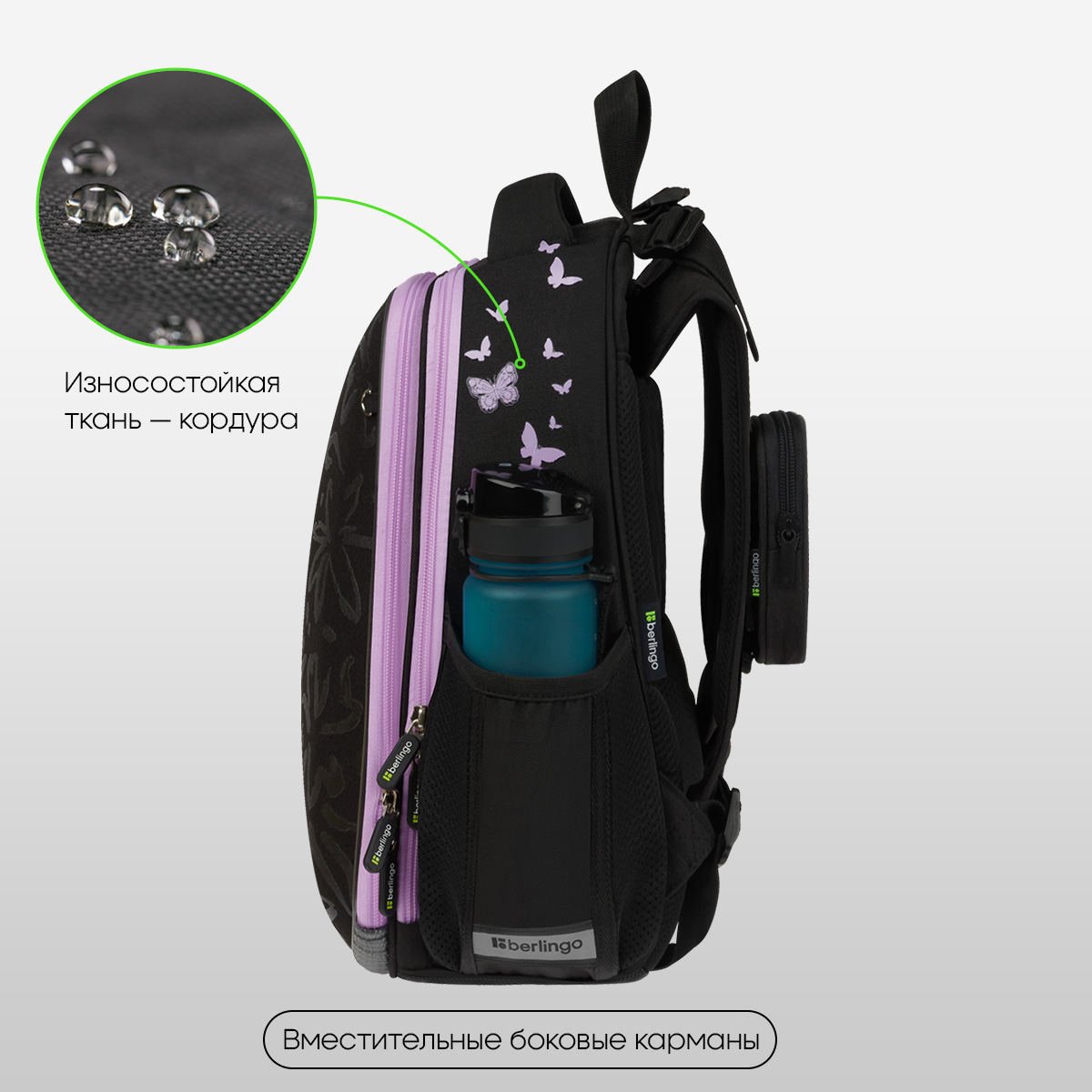 Ранец Berlingo Expert «Butterfly Effect» 37×28×16см, 2 отделения, 2 кармана, анатомическая спинка