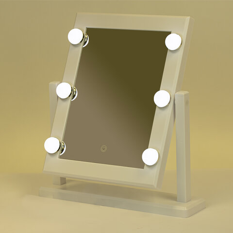 Зеркало для макияжа гримерное, 6 LED-ламп, 3 режима свечения, размер 21×29 см, работа от USB или 4хAA, цвет белый, WBZ