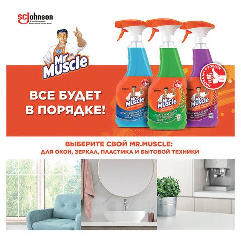 Средство для мытья стекол, пластика и бытовой техники 530 мл МИСТЕР МУСКУЛ «Лаванда», распылитель