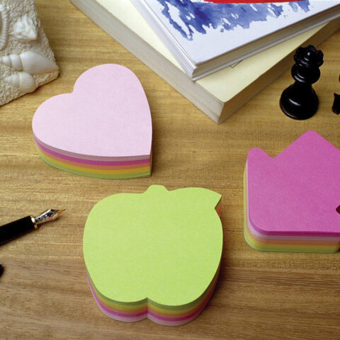 Стикеры фигурные Post-it Сердце неоновые и пастельные 3 цвета (1 блок, 225 листов)