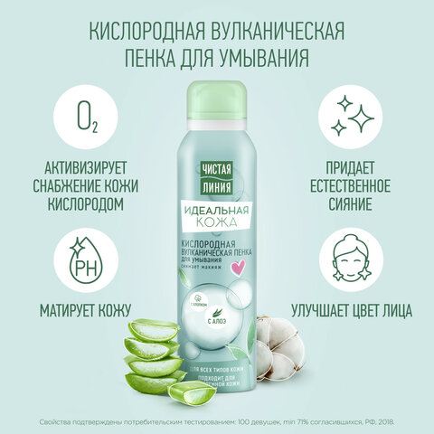 Пенка для умывания 150мл ЧИСТАЯ ЛИНИЯ «Хлопок и алоэ» вулканическая, бережное очищен