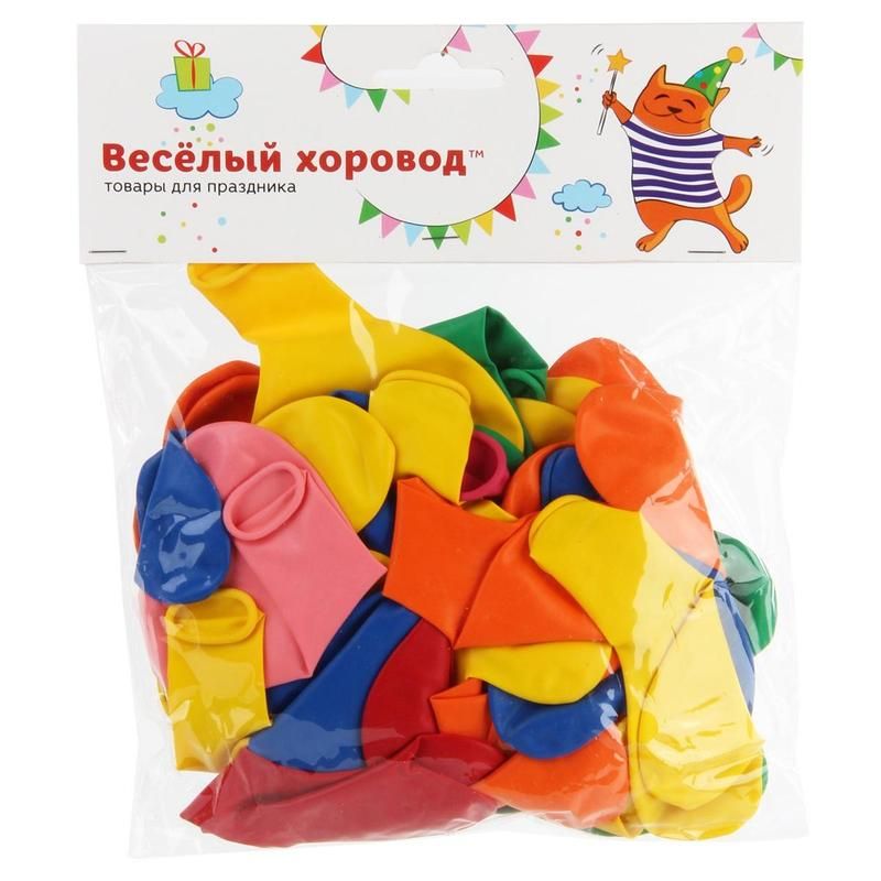 Шары надувные Веселый хоровод Сердце разноцветные 30 см (50 штук в упаковке)