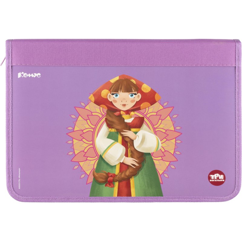 Папка для тетрадей Комус Три Богатыря Любава, А4с рез, ткн,340×235х30, ПТ-Р4