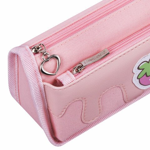 Пенал мягкий ЮНЛАНДИЯ, 2 отделения, полиэстер, «Strawberry shortcake», розовый, 21×9х6 см