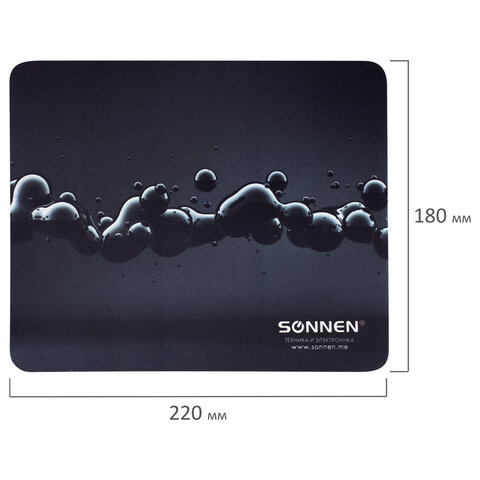 Коврик для мыши SONNEN «DROPS», резина + ткань, 220×180х3 мм