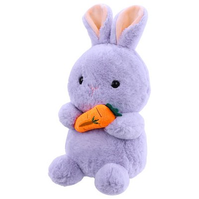 Игрушка мягкая «Зайчик с морковкой», 20 см, цвет лиловый, WOOZOO (ВУЗУ)