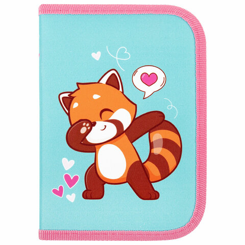 Пенал ПИФАГОР, 1 отделение, полиэстер, 19×13 см, «Red panda»
