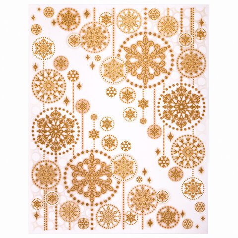 Украшение для окон и стекла ЗОЛОТАЯ СКАЗКА «Узоры из золотых снежинок 2», 30×38 см, ПВХ