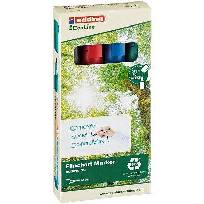 Набор маркеров для бумаги для флипчартов Edding 32 Ecoline 4 цвета (толщина линии 1-5 мм)