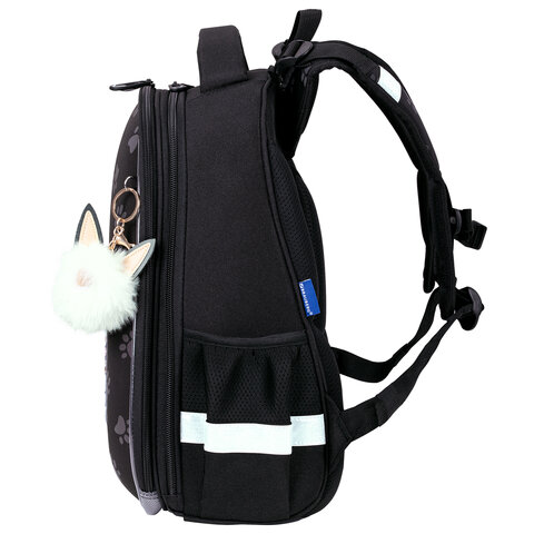 Ранец BRAUBERG LUMINOUS, 2 отделения, с брелоком, «Paws», СВЕТЯЩИЙСЯ РИСУНОК, 38×29х16 см