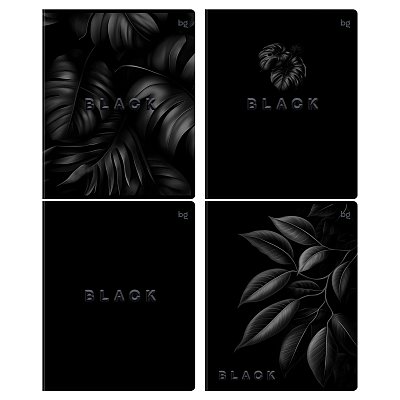 Тетрадь 48л., А5, клетка BG «Just Black», soft-touch ламинация, выб. лак