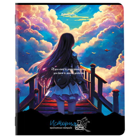 Тетрадь предметная «ANIME GIRLS» 48 л., матовая ламинация, ИСТОРИЯ, клетка, подсказ, BRAUBERG