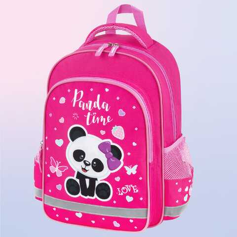 Рюкзак ПИФАГОР SCHOOL, 1 отделение, 3 кармана, «Panda time», 38×28×14 см