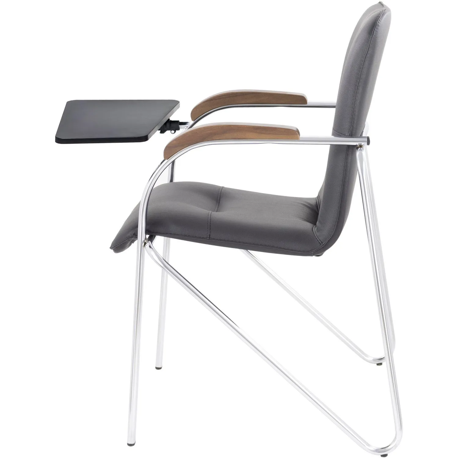 Конференц-кресло Easy Chair Samba CH чёрное/тёмный орех (искусственная кожа, металл хромированный)