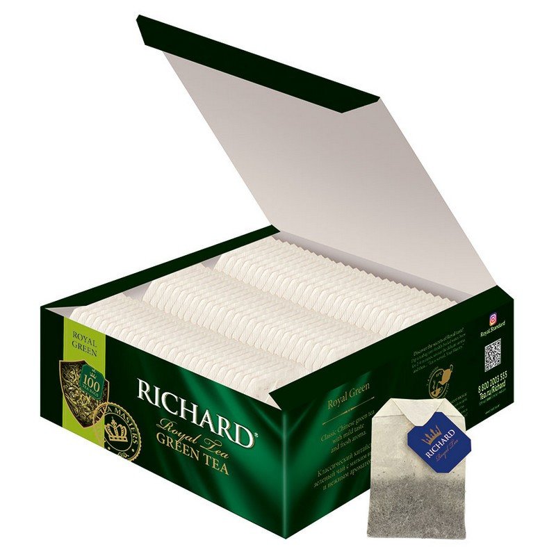 Чай RICHARD (Ричард) «Royal Green», зеленый, 100 пакетиков по 2 г