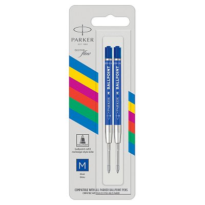 Стержень шариковый объемный Parker синий, 98мм, 1.0мм, пластиковый корпус, 2шт., блистер