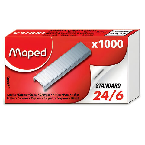 Скобы для степлера MAPED, №24/6, 1000 шт.