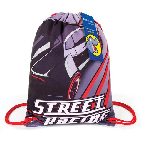 Сумка для обуви BRAUBERG PREMIUMкарманподкладкасветоотражающие элементы43×33 смStreet racing270284