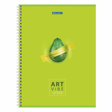 Тетрадь А4, 96 л., BRAUBERG, гребень, клетка, глянцевый лак, «Avo»