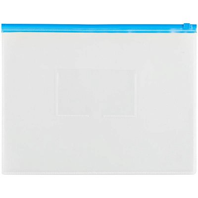 Папка-конверт на молнии OfficeSpace A4, прозрачная, 150мкм, молния синяя
