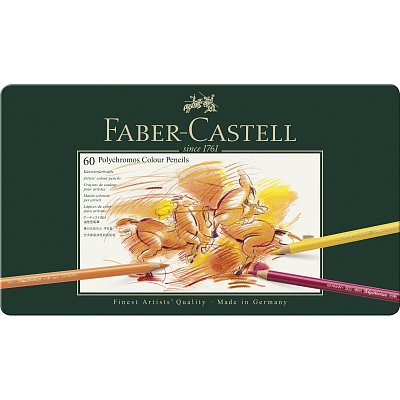 Карандаши цветные художественные Faber-Castell «Polychromos» 60цв., заточен., метал. коробка
