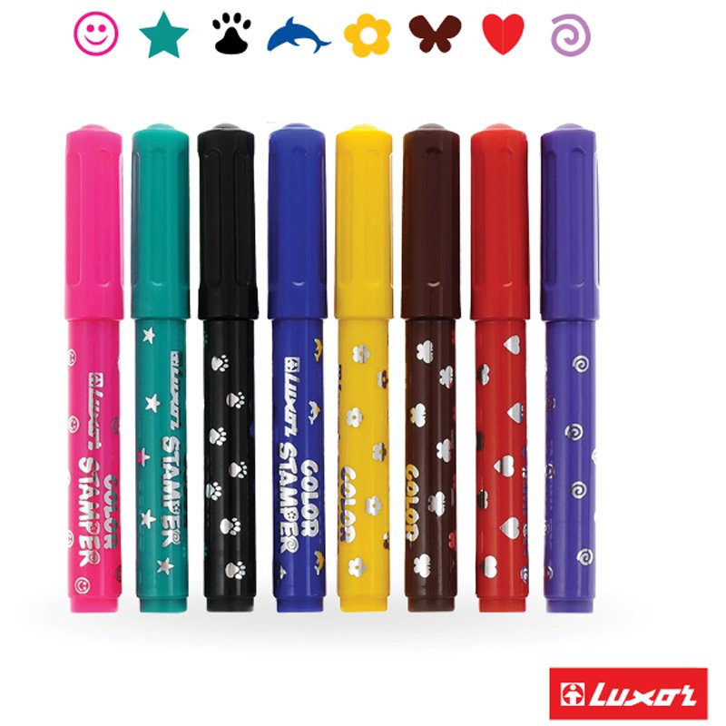 Фломастеры-штампы Luxor «Color Stamper», 08цв., смываемые, картон, европодвес