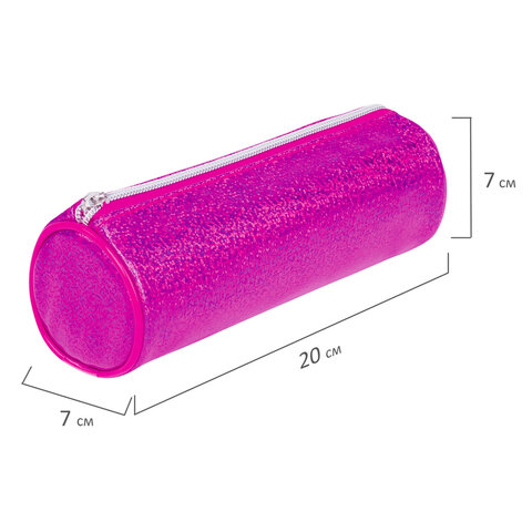 Пенал-тубус BRAUBERG, мягкий, «Glitter Pink», 20×7×7 см, 229017