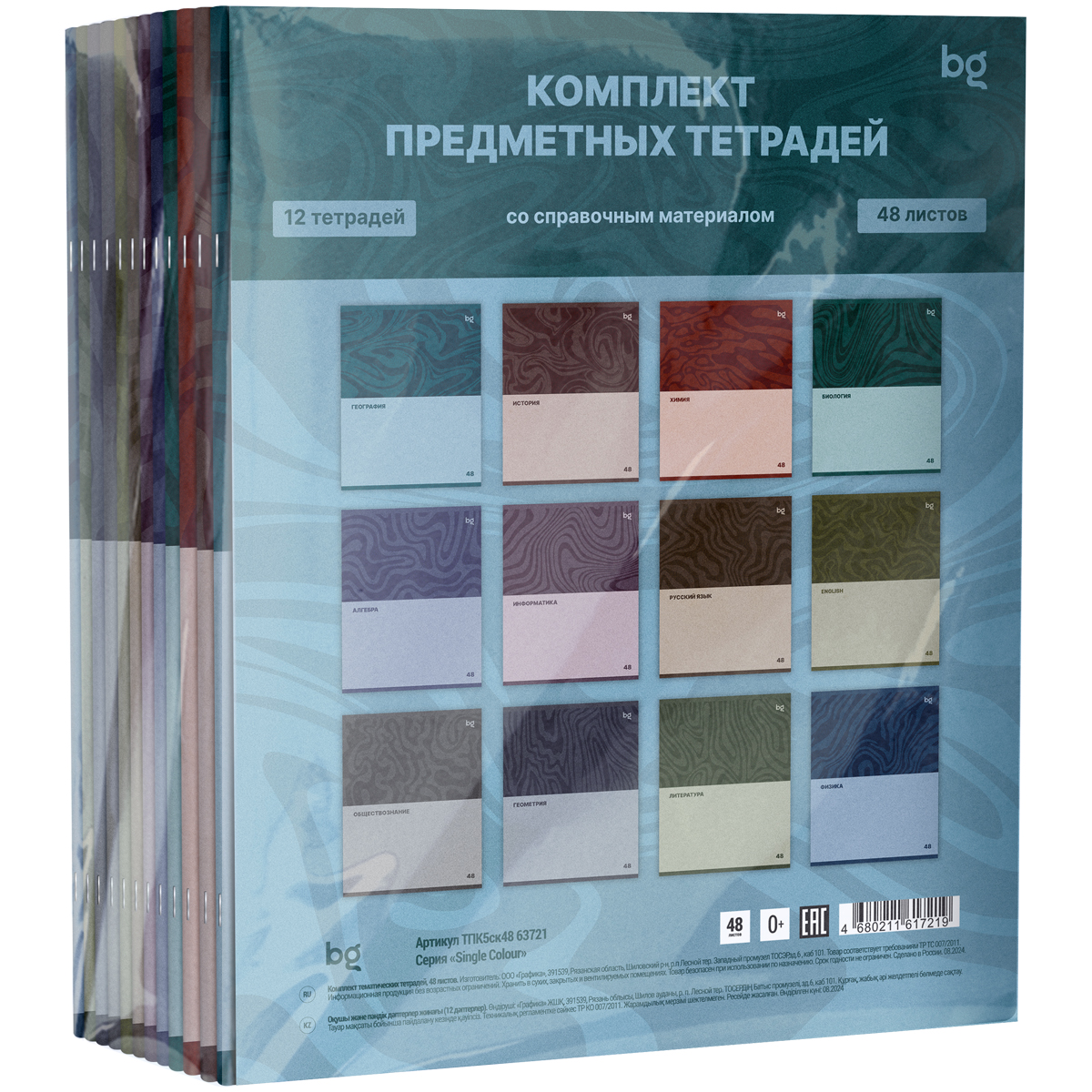 превью Комплект (12 шт. ) предметных тетрадей 48л. BG «Single colour», эконом