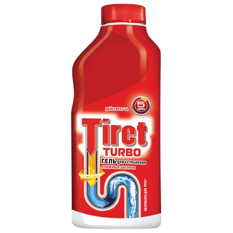 превью Средство для прочистки канализационных труб TIRET Turbo, 500 мл, гель