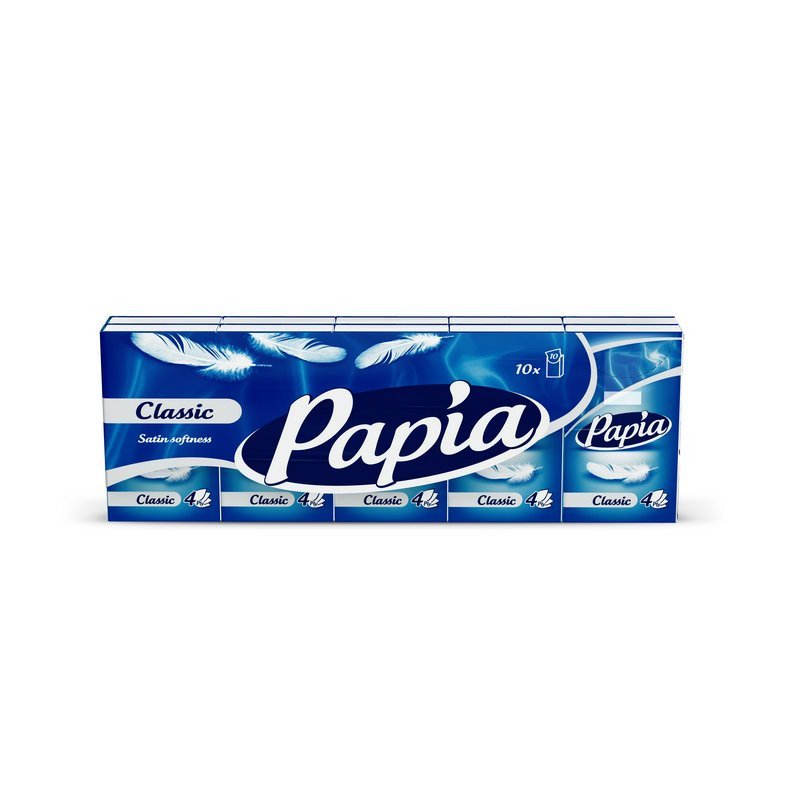 превью Носовые платки Papia (4-слойные, 10 пачек по 10 платков)