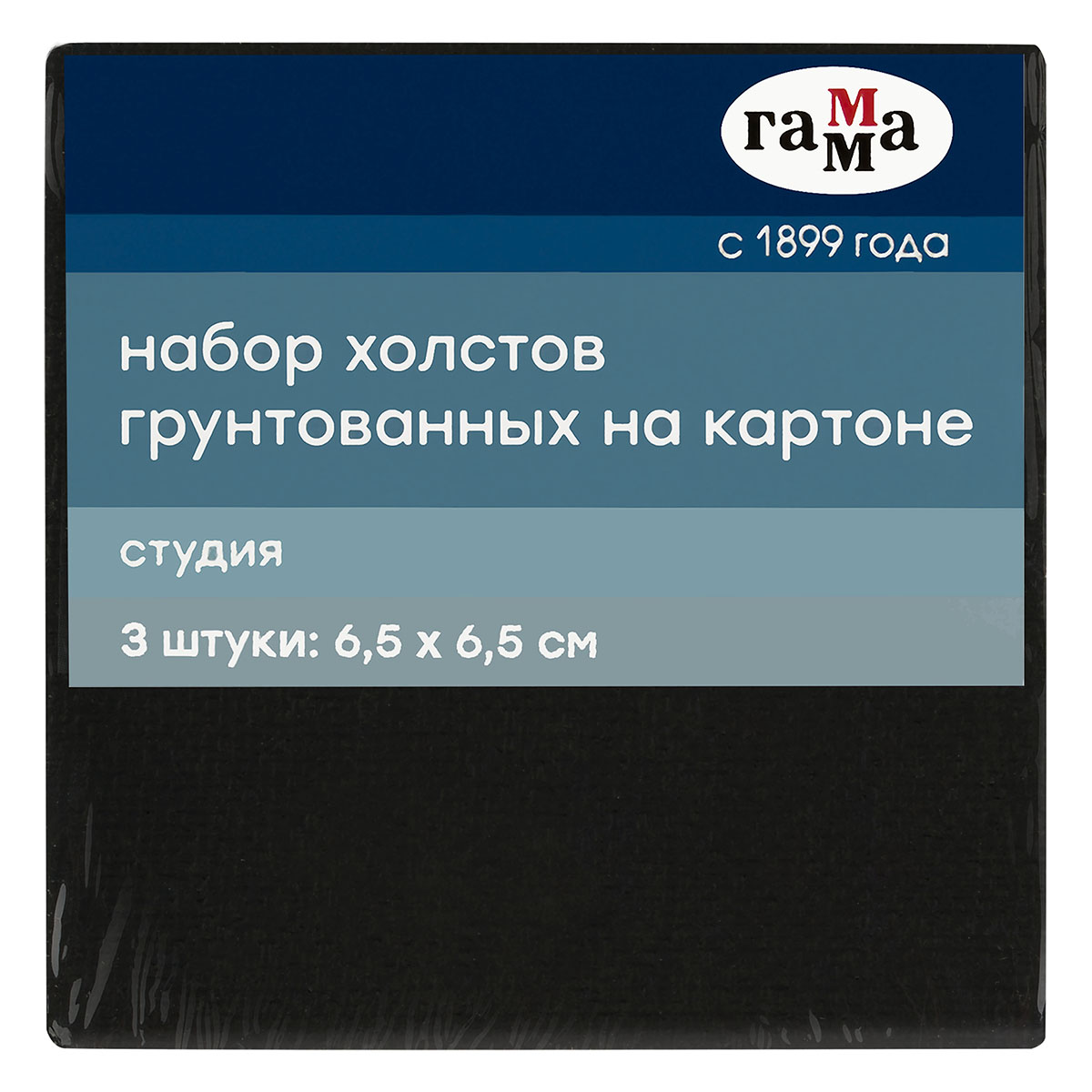 превью Набор холстов на картоне Гамма «Студия», 3шт., 6.5×6.5см, цвет черный, 100% хлопок, 280г/м2, мелкое